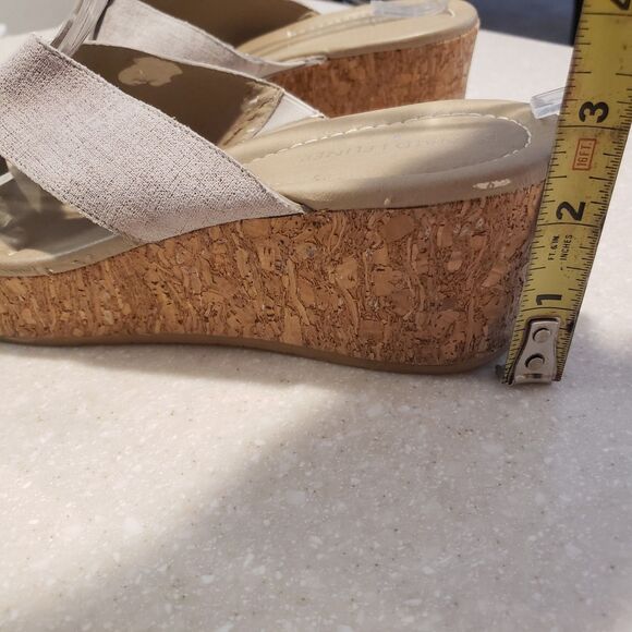 Donald Pliner Women's Ideal Basic Elastic Wedge Sandals Bone SZ 8.5 - Picture 6 of 8